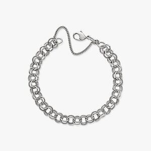 NEW James Avery Double Link Charm Bracelet 7.25" S Chain Silver Lobster Clasp